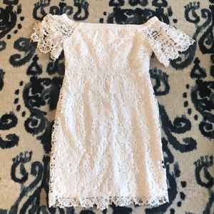 Beautiful white lace off the shoulder dress